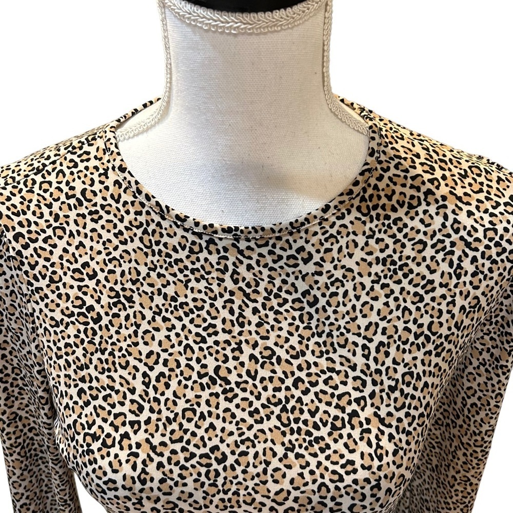 Banana Republic Belted Long Sleeve Fit & Flare Dress Women’s SZ PS in Leopard - Picture 2 of 8
